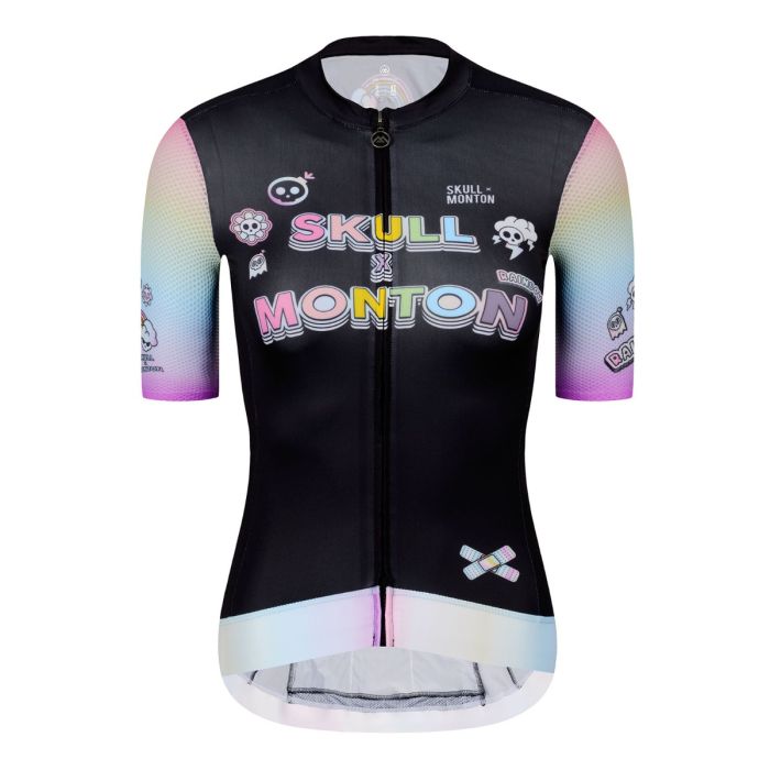 Skull Monton Womens Cycling Jersey Rainbow Cartoon