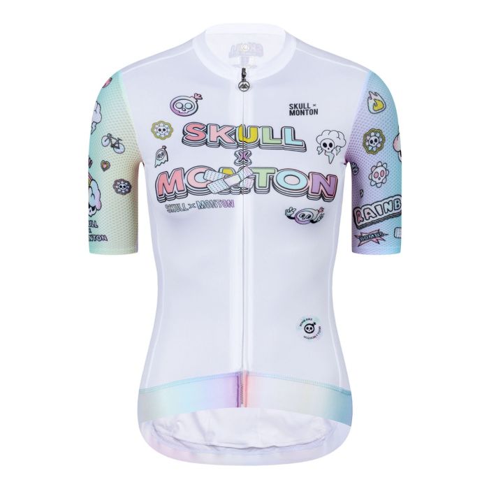 Skull Monton Womens Cycling Jersey Rainbow Cartoon