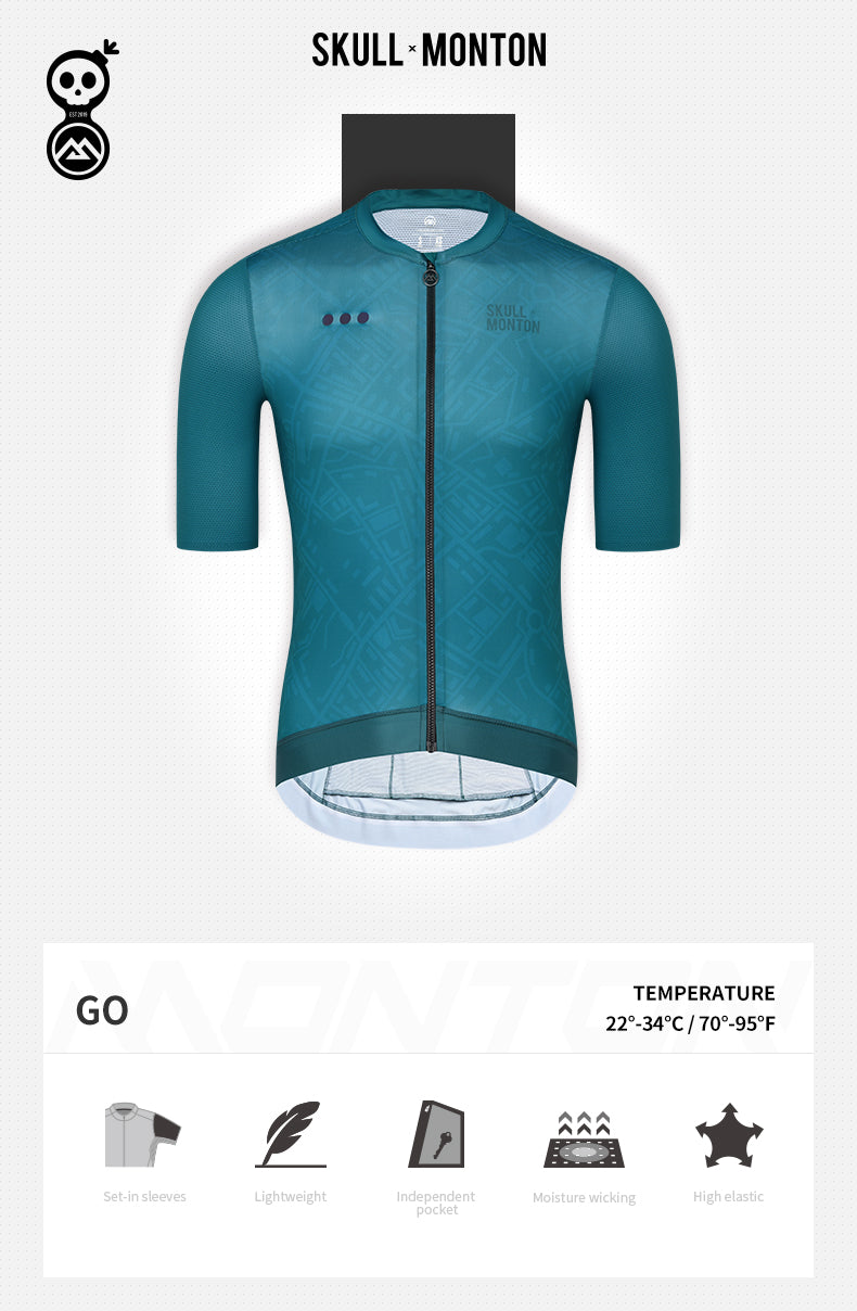 SKULL MONTON MENS CYCLING JERSEY GO GREEN