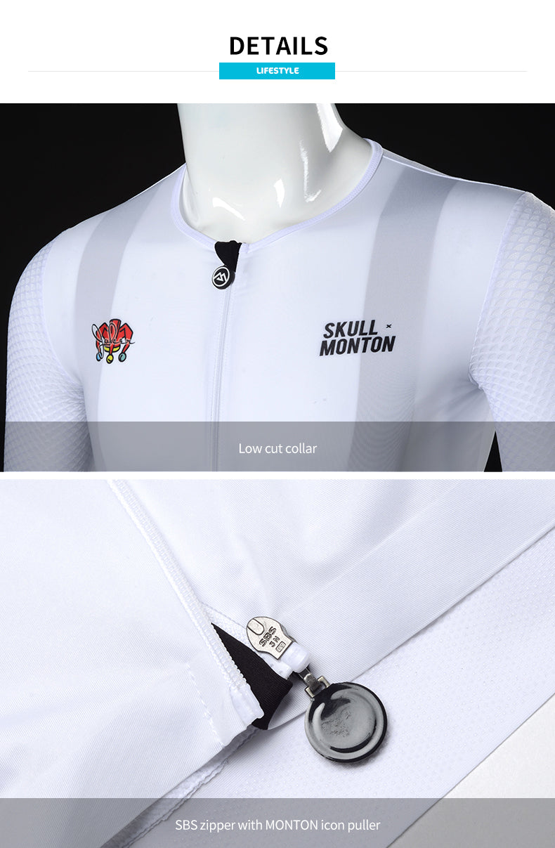SKULL MONTON MENS SHORT SLEEVE CYCLING JERSEY JOKER WHITE