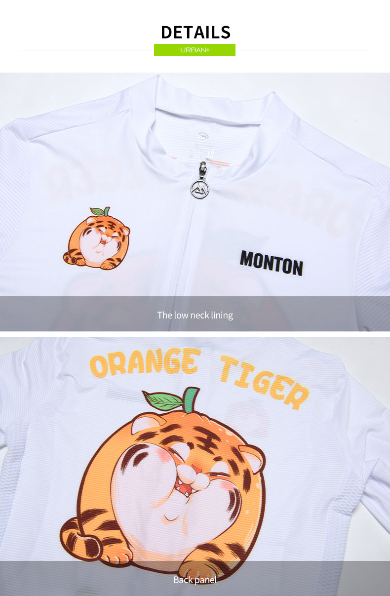 MENS SHORT SLEEVE CYCLING JERSEY URBAN ORANGE TIGER WHITE