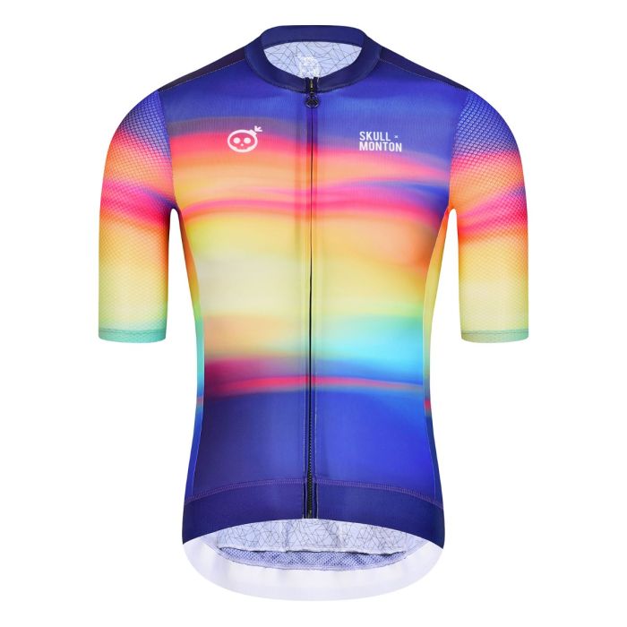 Skull Monton Mens Cycling Jersey NorthernLights Yellow Blue