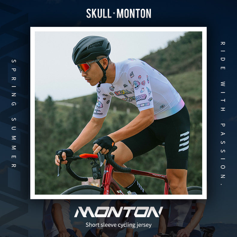 Skull Monton Mens Cycling Jersey Rainbow Cartoon