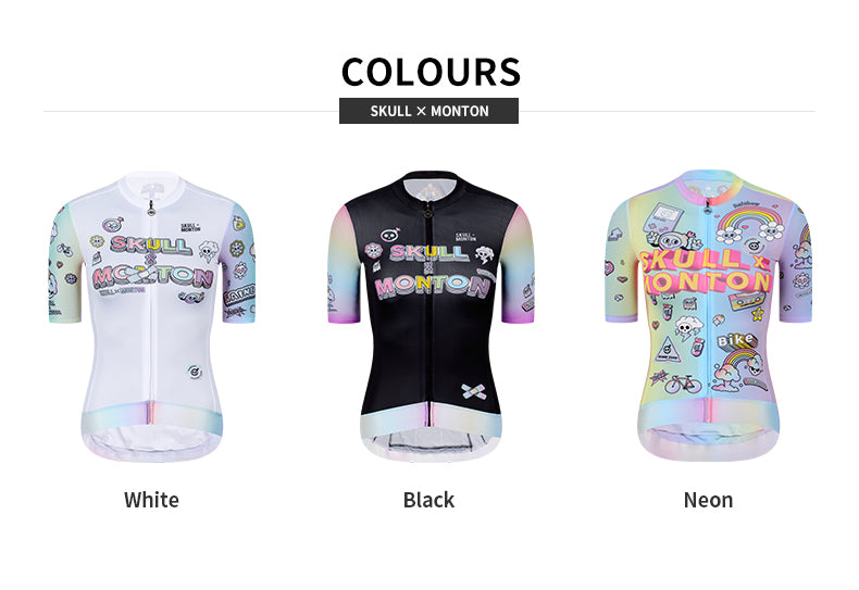 Skull Monton Womens Cycling Jersey Rainbow Cartoon