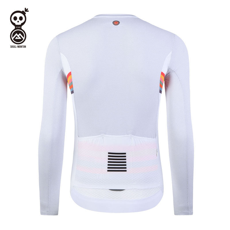 SKULL MONTON MENS LONG SLEEVE CYCLING JERSEY HOLIDAY WHITE