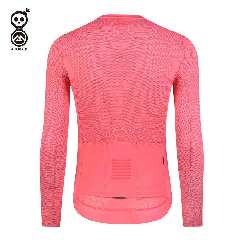 SKULL MONTON MENS LONG SLEEVE CYCLING JERSEY TUESDAY PINK