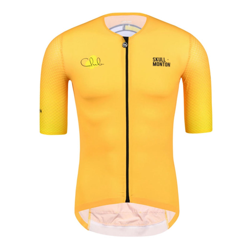 SKULL MONTON MENS SHORT SLEEVE CYCLING JERSEY CLUB YELLOW