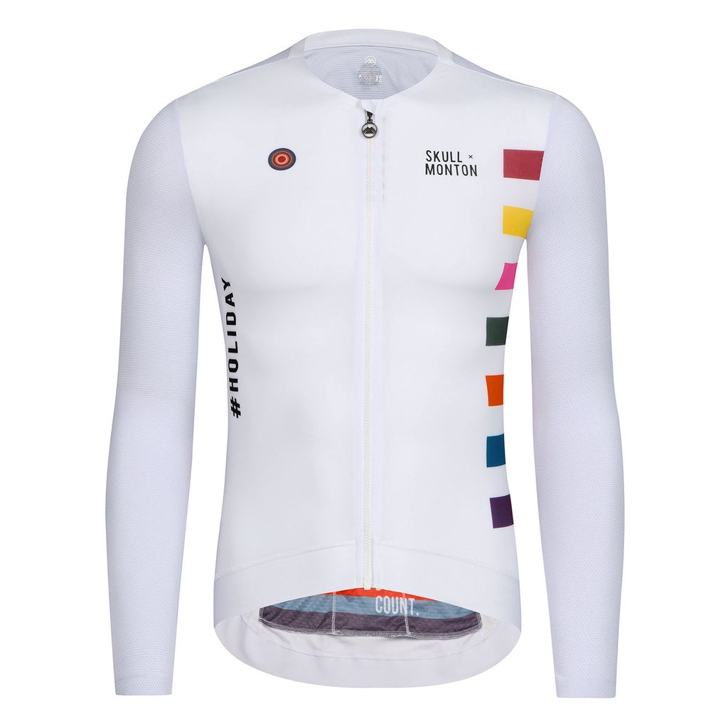 SKULL MONTON LONG SLEEVE CYCLING JERSEY MENS HOLIDAY II WHITE