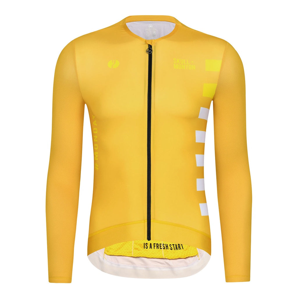 SKULL MONTON LONG SLEEVE CYCLING JERSEY MENS MONDAY II YELLOW