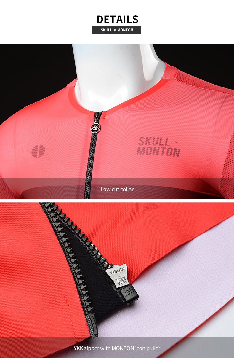 SKULL MONTON MENS LONG SLEEVE CYCLING JERSEY TUESDAY PINK