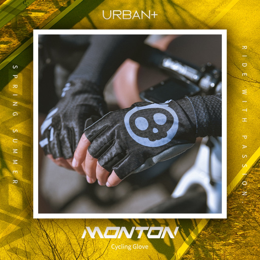 SKULL MONTON CYCLING GLOVES HALF FINGER SKMT BLACK