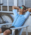 SKULL MONTON MENS SHORT SLEEVE CYCLING JERSEY 11AM LIGHT BLUE