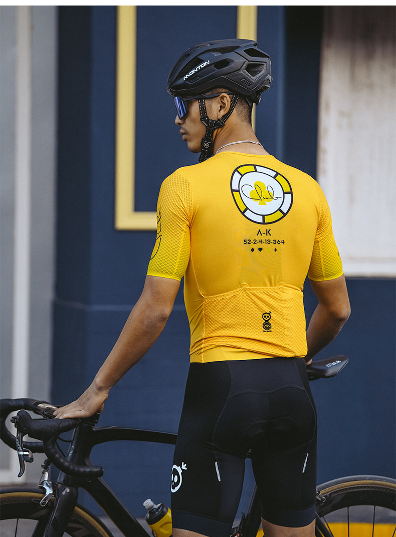 SKULL MONTON MENS SHORT SLEEVE CYCLING JERSEY CLUB YELLOW