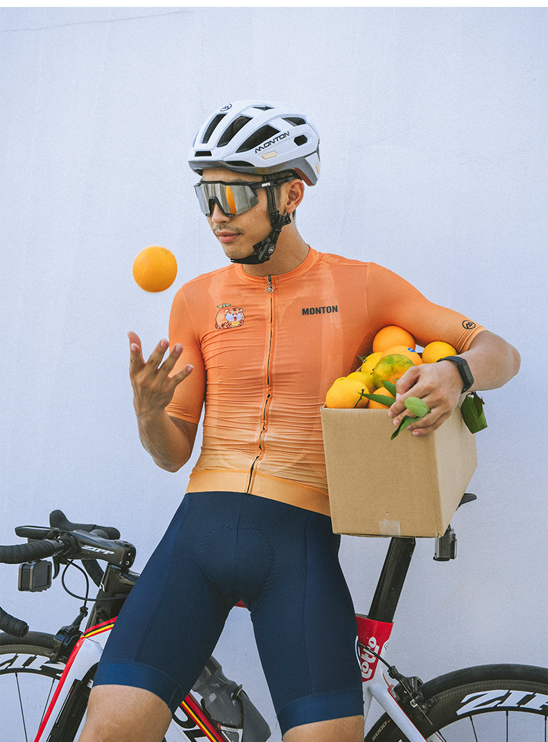 MENS SHORT SLEEVE CYCLING JERSEY URBAN ORANGE TIGER ORANGE