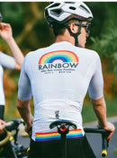 SKULL MONTON MENS SHORT SLEEVE CYCLING JERSEY RAINBOW WHITE