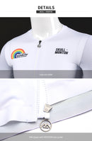 SKULL MONTON MENS SHORT SLEEVE CYCLING JERSEY RAINBOW WHITE